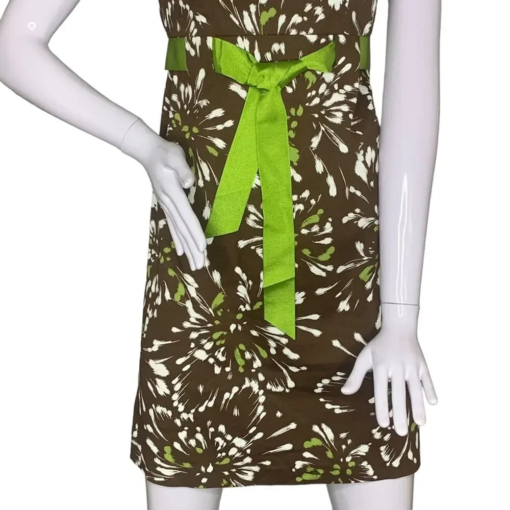 Kim Rogers Bodycon Dress size 8P Brown And Green Floral Print